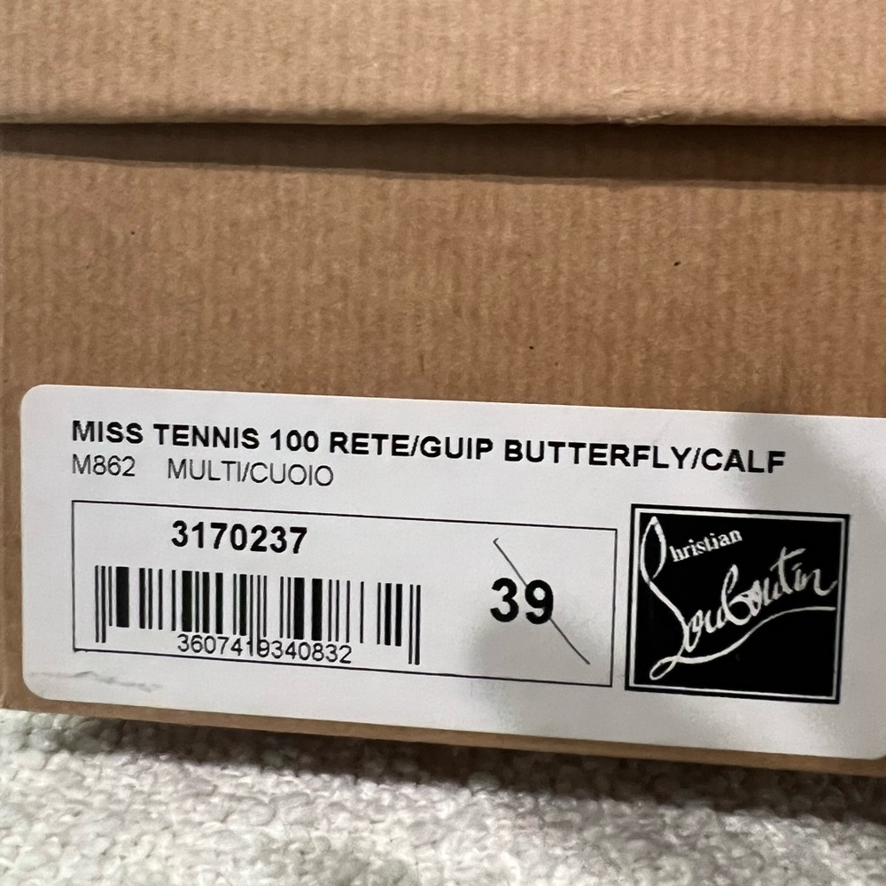 Christian Louboutin Miss Tennis 100 Butterfly Embroidered Mesh Booties 39 - Picture 6 of 7